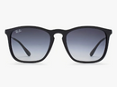Ray-Ban Chris Highstreet RB4187 – Armação Preto Fosco, Lente Cinza Degradê em Cristal, Tamanho Standard