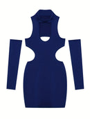 Vestido Sexy com Recorte Frontal – Alça de Pescoço, Modelagem Justa e Comprimento Médio | Primavera/Verão 2025