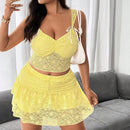 Conjunto Plus Size Verão 2026 – Top Rendado Sem Mangas + Saia Plissada Y2K Cintura Baixa | Look Doce & Estiloso