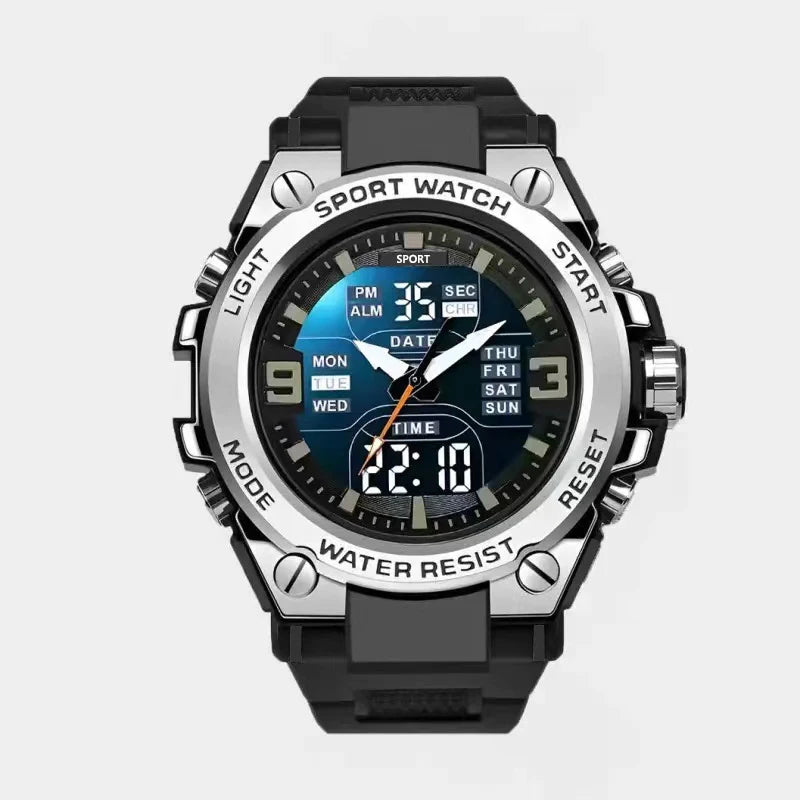 Relógio Masculino Luxo Dual Display – Quartzo com Funções Eletrônicas e Luz Noturna