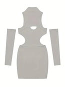 Vestido Sexy com Recorte Frontal – Alça de Pescoço, Modelagem Justa e Comprimento Médio | Primavera/Verão 2025