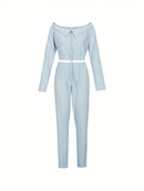 Conjunto Plus Size Elegante e Sexy – Blusa Manga Longa + Calça Reta | Look Noturno para Balada & Nightclub