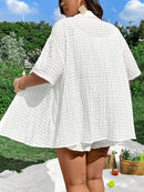 Conjunto Plus Size Verão 2026 – Look Praia em Tricô Leve com Recortes | Conforto & Estilo em Cores Sólidas