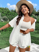 Conjunto Plus Size Verão 2026 – Look Praia em Tricô Leve com Recortes | Conforto & Estilo em Cores Sólidas