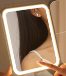 Espelho Triplo Iluminado – Espelho de Maquiagem com Luz LED Touch e Ajuste de Ângulo