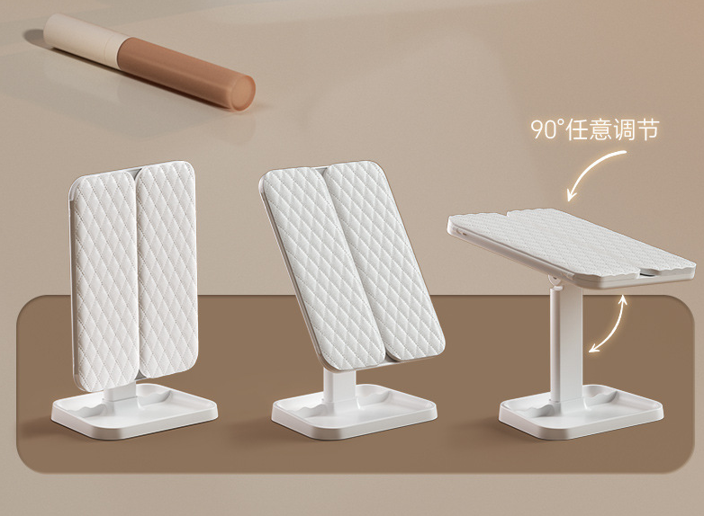 Espelho Triplo Iluminado – Espelho de Maquiagem com Luz LED Touch e Ajuste de Ângulo